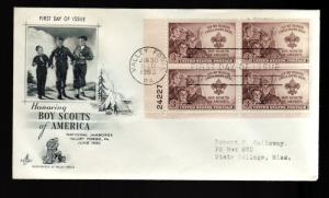 U.S. # 995 FDC Plate Block!