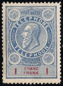 1892 Belgium Revenue 1 Franc King Leopold II Telephone Stamp MNH