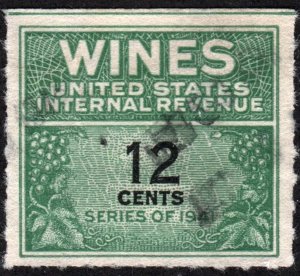 RE125 12¢ Wine Revenue Stamp (1942) Used