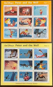 Maldives 2 Disney Peter and the Wolf  Part I and II Sheets of 9  1993