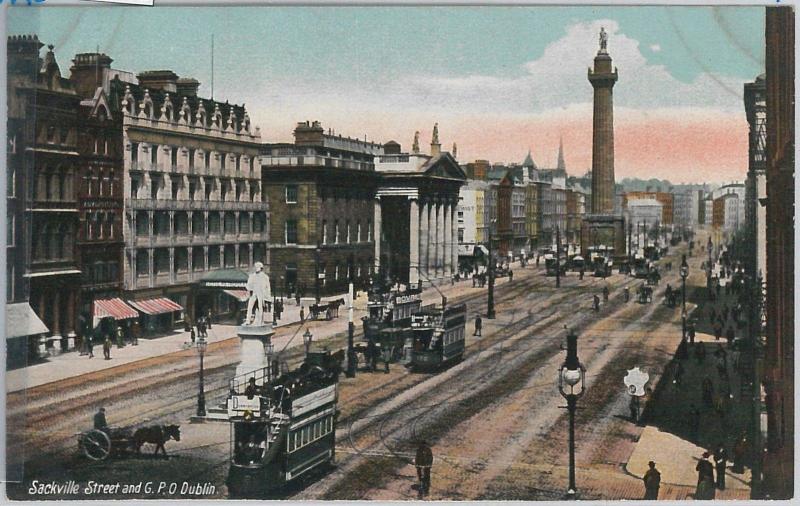 55295  -  IRELAND -  VINTAGE POSTCARD : Dublin  SACKVILLE STREETS