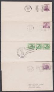 US Sc 726, 729, 730, 732 FDCs, 1933 issues, 4 different, no cachets