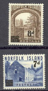 Norfolk Island Sc# 21-22 MH 1958 surcharged Definitives