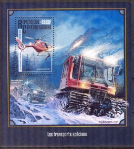 Central African Republic 2016 Special Transport Helicopters Tractors S/S MNH