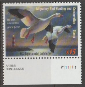 U.S. Scott Scott #RW70 Duck Stamp - Mint NH Plate Number Single