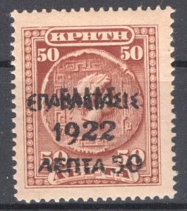 Greece 1923 ΕΠΑΝΑΣΤΑΣΙΣ 1922 ovpt Never Issued 50/50l MLΗ VF Signed ZEIS. RARE