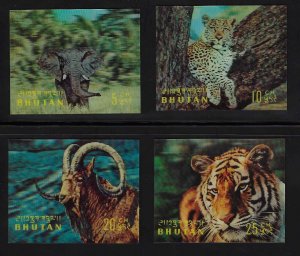 Bhutan  #116, 116A-C MNH; 3-D stamps of wild animals; short set of 4 (1970)