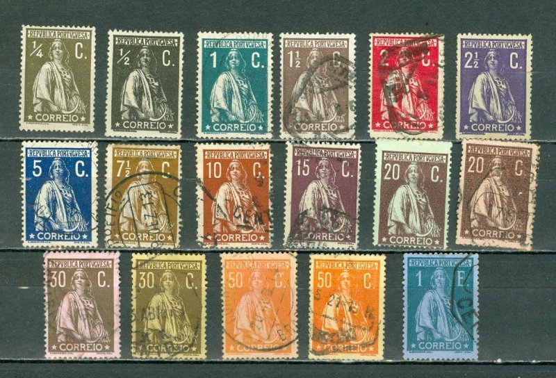 PORTUGAL CERES LOT of (17)  PERFS 15x14 CHALKY PAPER.. MOSTLY USED(A FEW MINT)