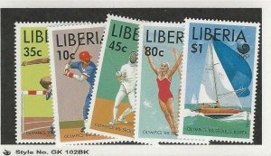 Liberia, Postage Stamp, #1091-1095 Mint NH, 1988 Olympic Sports, Baseball