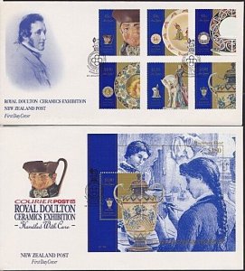 NEW ZEALAND 1993 Royal Doulton set and mini sheet on 2 FDC.................5265C