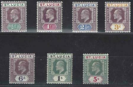 St Lucia 1904-1905 SC 50-56 Mint SCV $236.00 Set