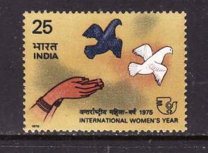 India-Sc#651-unused NH set-Birds-International Women's Year-1975-