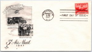 U.S. FIRST DAY COVER FIRST HELICOPTER MAIL IN NEW YORK CACHET 5c AIRMAIL 1947