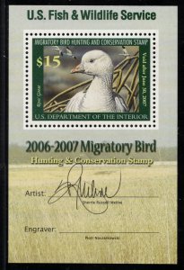 US 2006 $15 Ross's Goose S/S; Scott RW73b; MNH