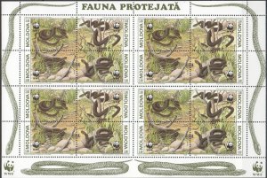 B0188 1993 Moldova Wwf Fauna Reptiles Snakes #50-53 1Sh Mnh