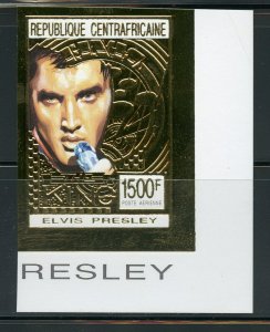 CENTRAL AFRICA  SCOTT#1001A  ELVIS PRESLEY IMPERF GOLD FOIL STAMP  MINT NH