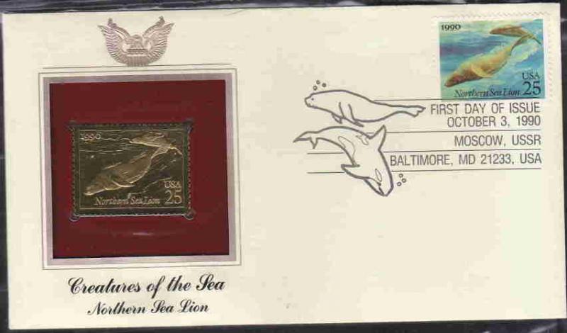 USA FDC GOLD REPLICA SEA LION AAD8004