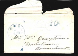1 Stampless Cover with enclosed letter.  Franked 10-cents.
