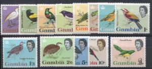 GAMBIA 175-187 MINT HINGED, BIRDS, QEII