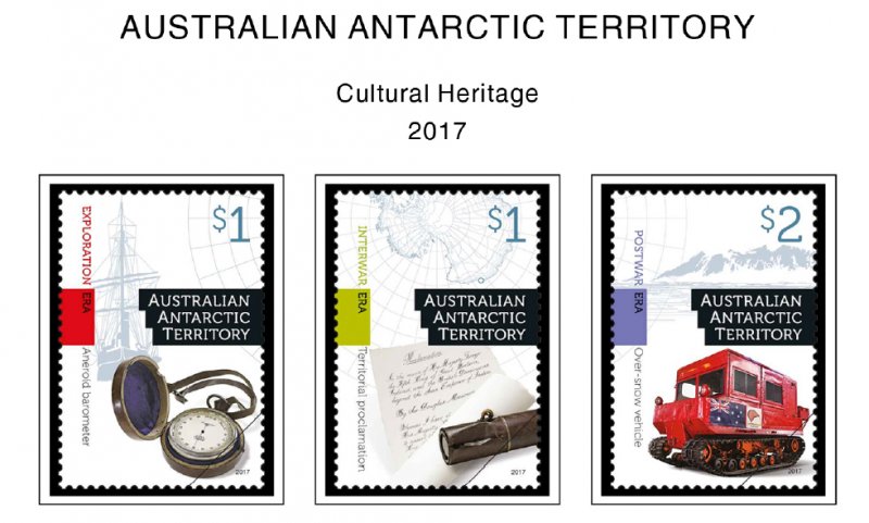 COLOR PRINTED AUSTRALIAN ANTARCTIC 1957-2020 STAMP ALBUM PAGES (44 illus. pages)