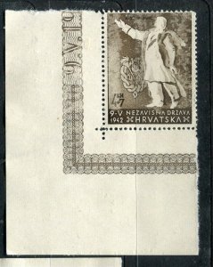 CROATIA; 1942 early Victims of Senj issue MINT MNH Corner value