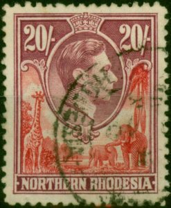 Northern Rhodesia 1938 20s Carmine-Red & Rose-Purple SG45 Good Used