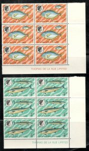 Ascension Island 4 Blocks of 6 SC #'s 130-133 Fish Types of 1968 