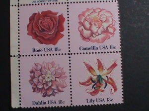 ​UNITED STATES-1981-SC# 1879a LOVELY BEAUTIFUL FLOWERS  MNH IMPRINT  BLOCK