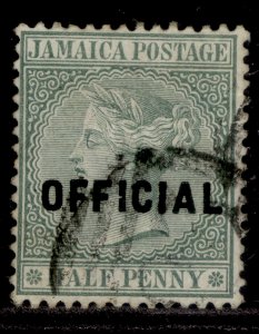 JAMAICA QV SG O3, ½d green, FINE USED.