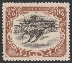 PAPUA 1910 Lakatoi Large Papua 2/6 black & brown type C, wmk inverted.