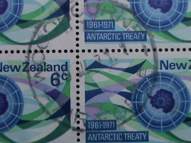 ​NEW ZEALAND-1971-SC#475-10TH ANNIVERSARY ANTARCTIC TREATY-USED BLOCK OF 4  VF