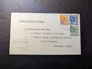 1929 British Guiana Airmail First Flight Cover FFC to Port of Spain Trinidad BWI