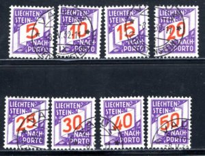 Liechtenstein #J13-J20 set  Used    VF   CV $73.50 ....   3510412