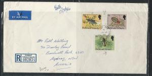 FALKLAND ISLANDS  (P0612B) 1984 INSECT 10P+20P+L1 REG A/M TO AUSTRALIA 