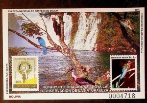 BOLIVIA Sc 865(NOTE2) NH SOUVENIR SHEET OF 1992 - ROTARY INT'L BIRDS