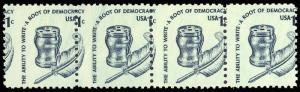 1581, 1¢ Inkwell - BIG Misperfed Error In Strip of Four Stamps- Stuart Katz