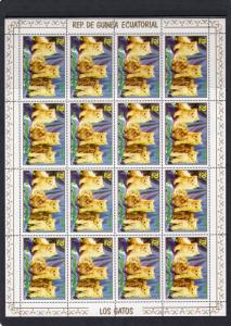 Equatorial Guinea 1976 Mi#1016/1022 CATS 7 Mini-Sheetlets Perforated Unfolded