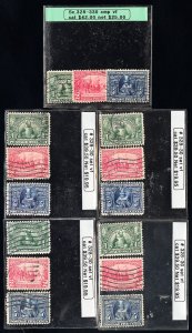 US Stamps # 328-30 Used VF Lot Of 5 Sets Scott Value $200.00