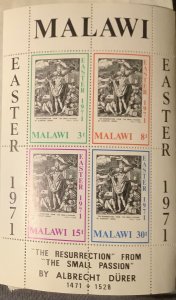 MALAWI 1971. Easter. 2 M/S x 4 stamps. The Resurrection & Chist on The Cross.