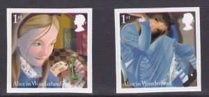 PM46 2014 Sg3668-3667  Alice 1st class stamps out of booklet - self adhesive 