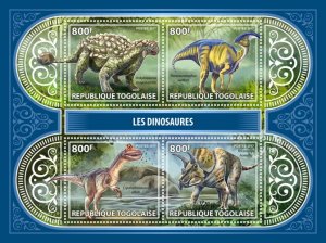 TOGO - 2017 - Dinosaurs - Perf 4v Sheet - Mint Never Hinged