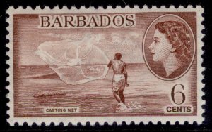 BARBADOS QEII SG294, 6c red-brown, NH MINT.