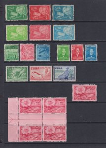 Cuba - Mint Commemorative sets from the 1940s - cat. $ 36.35