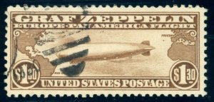 US Stamp #C14 Zeppelin Between Continents $1.30 - PSE Cert - USED 