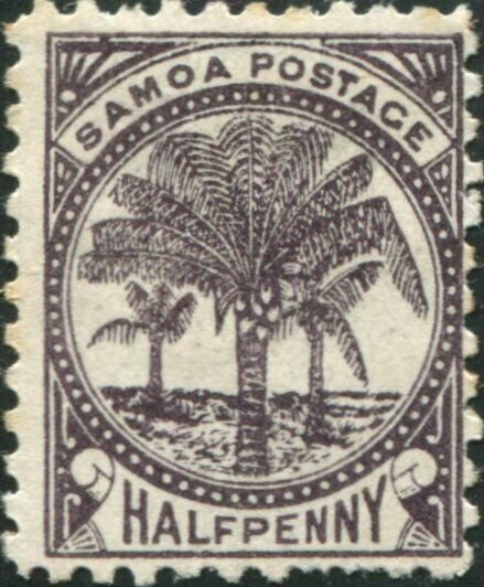 Samoa 1895 SG57a ½d deep purple-brown Palm Tree MH