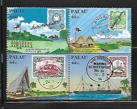 PALAU, C9A, MNH, BLOCFK OF 4, GERMAN TRADE