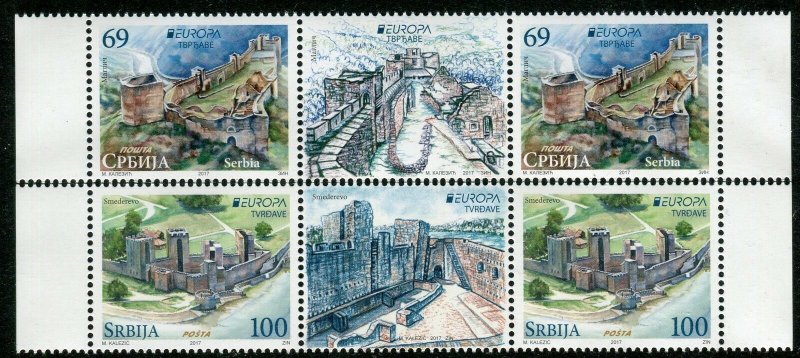 1124 SERBIA 2017 - Europa - Castles - Maglic - Smederevo - MNH Middle Row