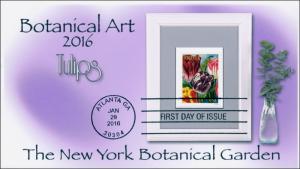 2016, Botanical Art, FDC, BW Postmark, Tulips, 16-038