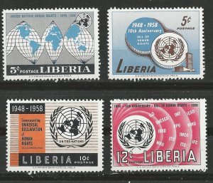 Liberia # 379-82  U.N. Human Rights   (4)  Mint NH