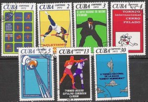 CUBA Sc# 1757-1763 SPORT COMPETITION baseball track CPL SET of 7  1972  used cto